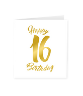 Kaart 16 Jaar Goud Wit 15cm